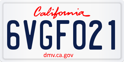 CA license plate 6VGF021