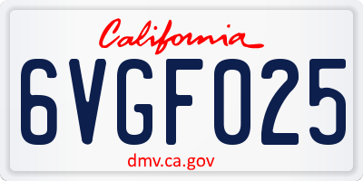 CA license plate 6VGF025