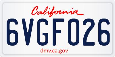 CA license plate 6VGF026