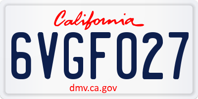 CA license plate 6VGF027