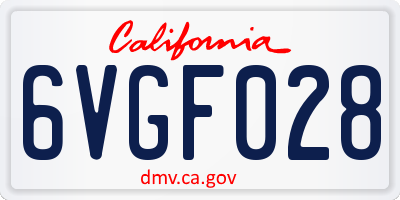 CA license plate 6VGF028