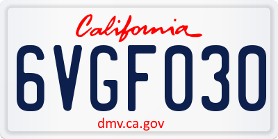 CA license plate 6VGF030