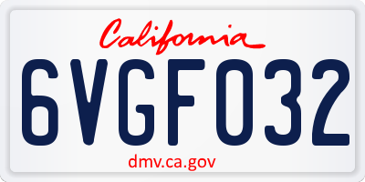 CA license plate 6VGF032