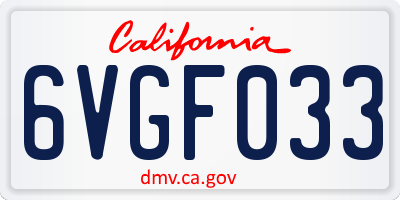 CA license plate 6VGF033