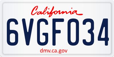 CA license plate 6VGF034