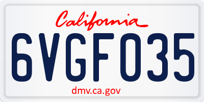 CA license plate 6VGF035