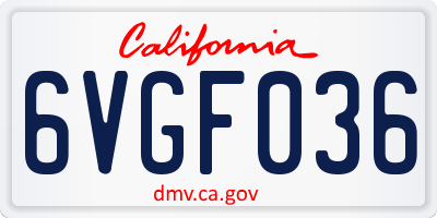 CA license plate 6VGF036