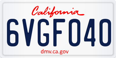 CA license plate 6VGF040