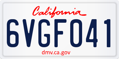 CA license plate 6VGF041