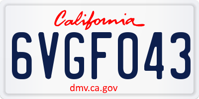 CA license plate 6VGF043