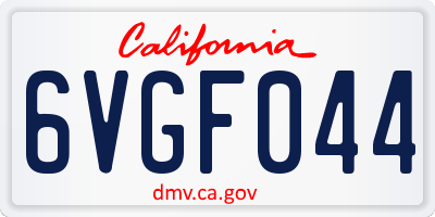 CA license plate 6VGF044