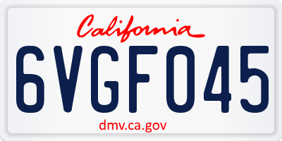 CA license plate 6VGF045