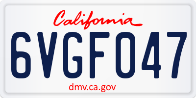 CA license plate 6VGF047