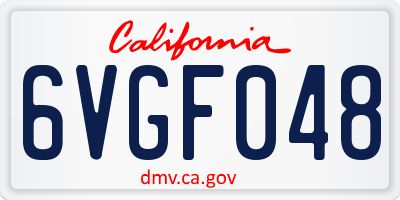 CA license plate 6VGF048