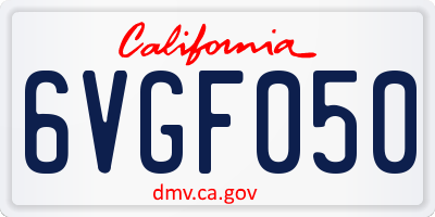 CA license plate 6VGF050