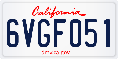 CA license plate 6VGF051
