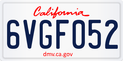 CA license plate 6VGF052