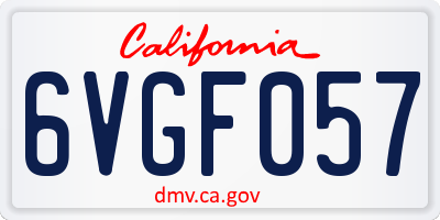 CA license plate 6VGF057