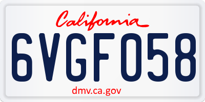 CA license plate 6VGF058