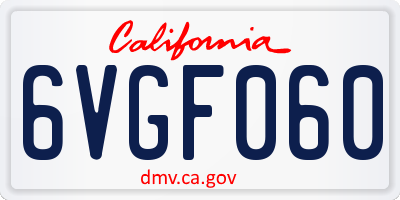 CA license plate 6VGF060