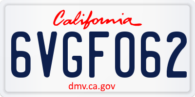 CA license plate 6VGF062
