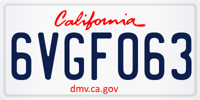 CA license plate 6VGF063