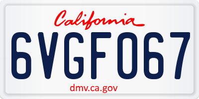 CA license plate 6VGF067