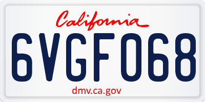 CA license plate 6VGF068