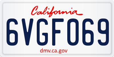 CA license plate 6VGF069