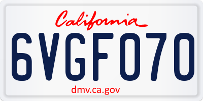 CA license plate 6VGF070