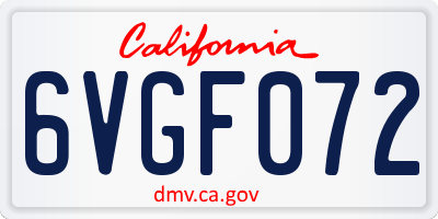CA license plate 6VGF072