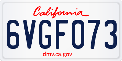 CA license plate 6VGF073