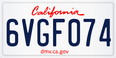 CA license plate 6VGF074