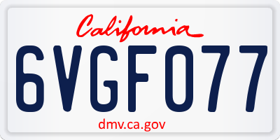 CA license plate 6VGF077