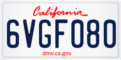 CA license plate 6VGF080