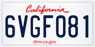 CA license plate 6VGF081