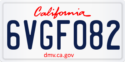 CA license plate 6VGF082