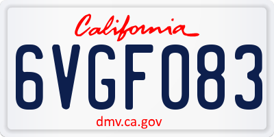 CA license plate 6VGF083
