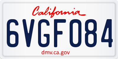 CA license plate 6VGF084