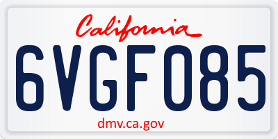 CA license plate 6VGF085