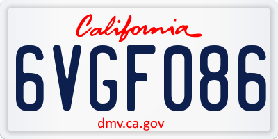 CA license plate 6VGF086