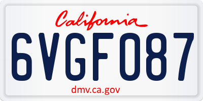 CA license plate 6VGF087