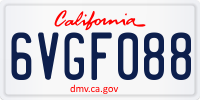 CA license plate 6VGF088