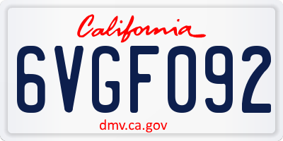 CA license plate 6VGF092