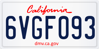 CA license plate 6VGF093