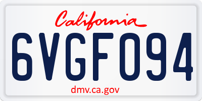 CA license plate 6VGF094