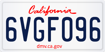 CA license plate 6VGF096