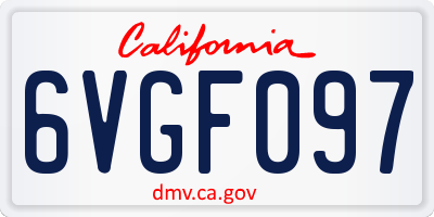 CA license plate 6VGF097