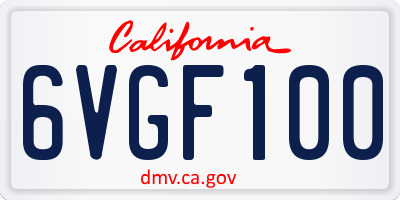 CA license plate 6VGF100