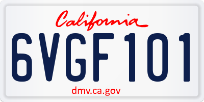 CA license plate 6VGF101